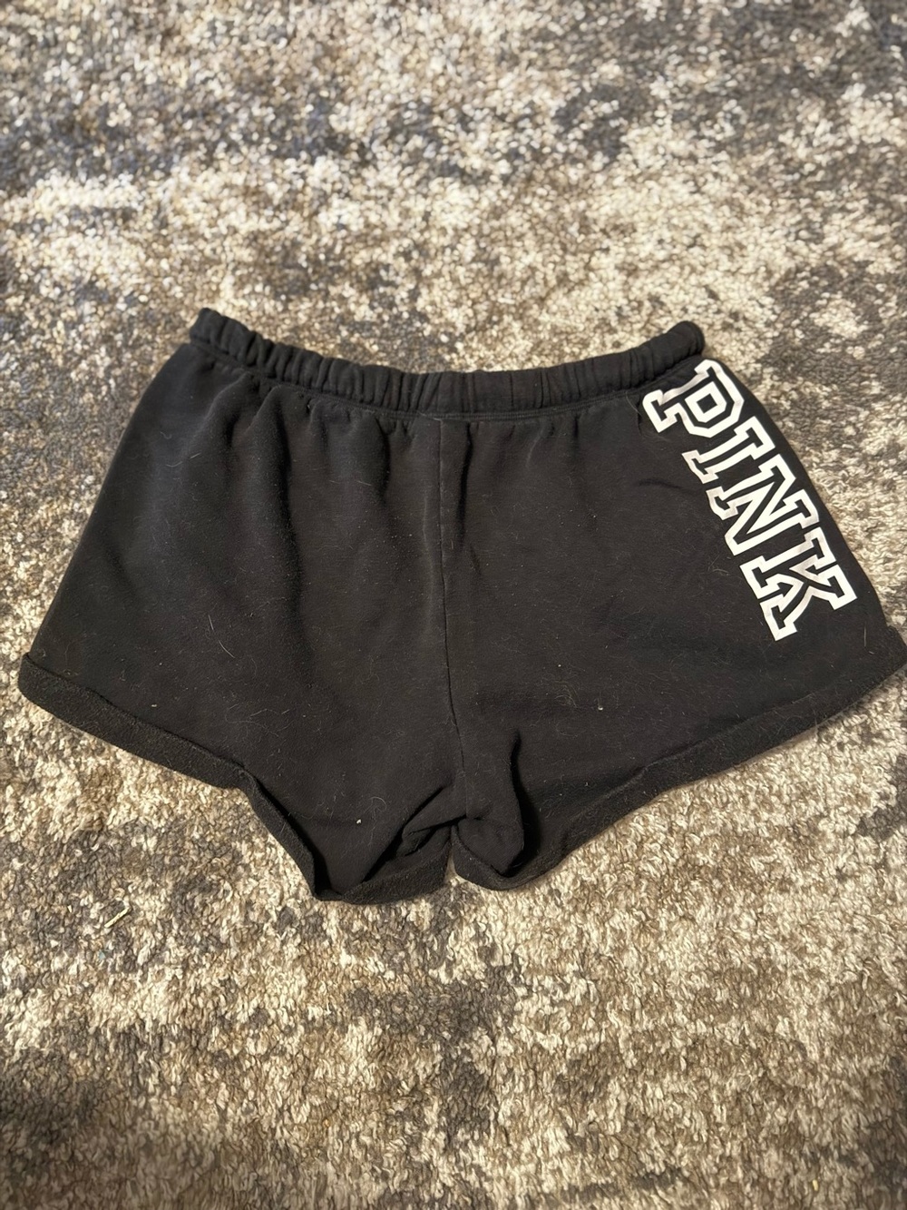 PINK Victoria's Secret Black Athletic Lounge Shorts with White Logo